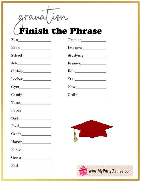 Graduation Party Games Printable