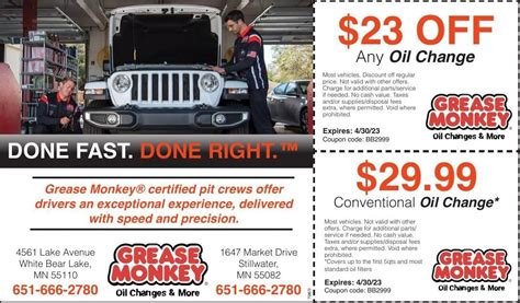 Grease Monkey 25 Off Coupon Printable