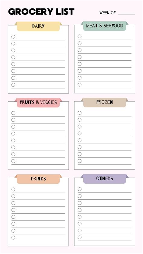 Groceries List Template