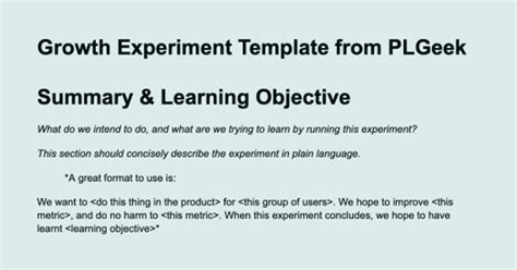 Growth Experiment Template