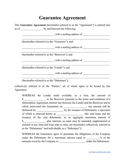 Guarantor Agreement Template