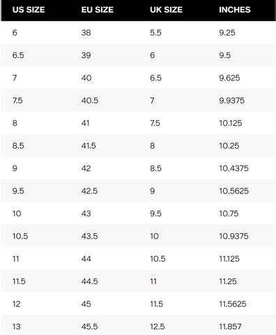 Guess Shoes Chart Size