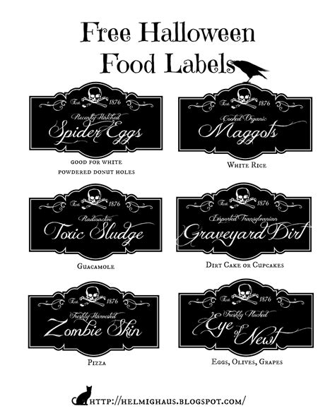 Halloween Food Labels Printable