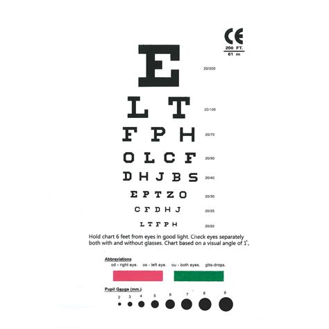 Handheld Snellen Eye Chart