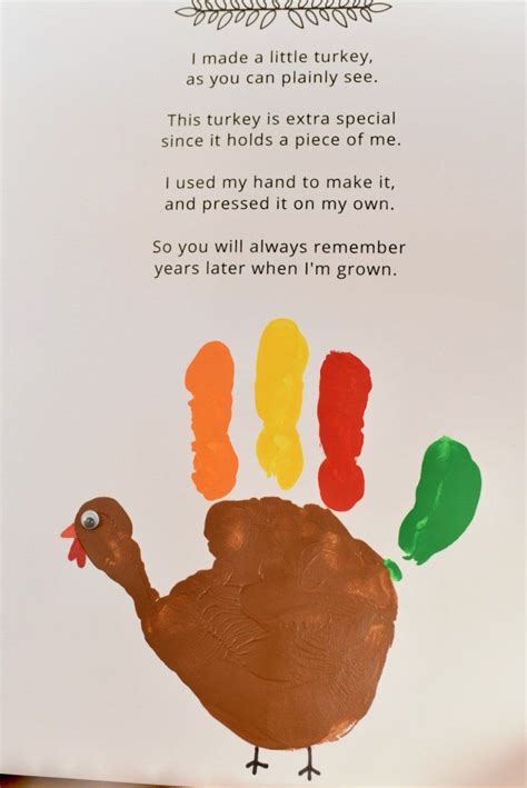Handprint Turkey Poem Printable