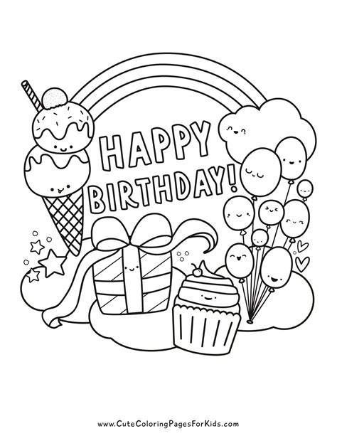 Happy Birthday Coloring Page Printable