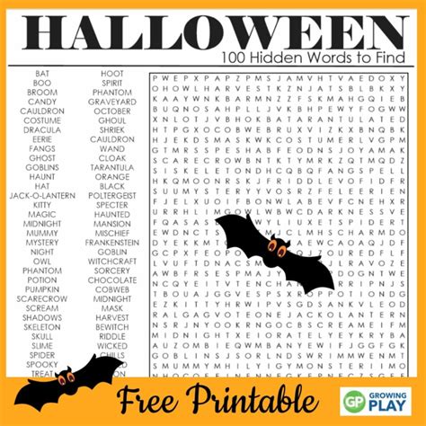 Hard Halloween Word Search Printable