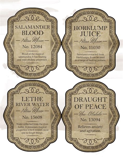 Harry Potter Draught Of Peace Label Printable Pinteresert