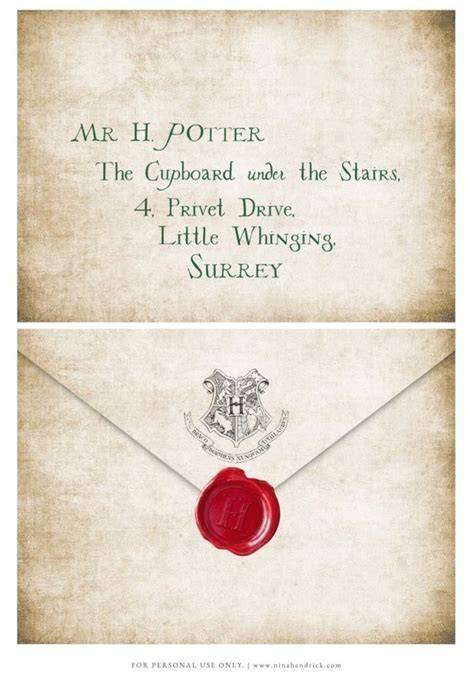 Harry Potter Envelope Printable Cupboard Under The Stairs