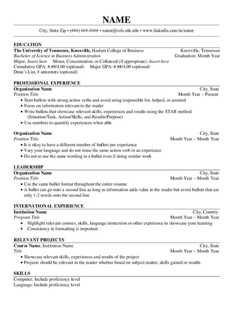 Haslam Resume Template