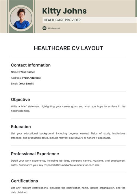Healthcare Cv Template