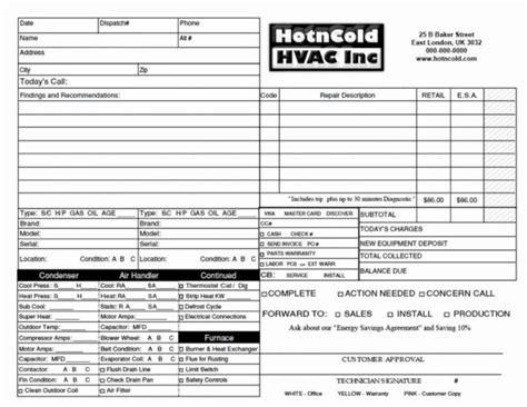 Heating And Cooling Invoice Template