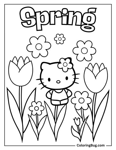 Hello Kitty Spring Coloring Pages Free Printable