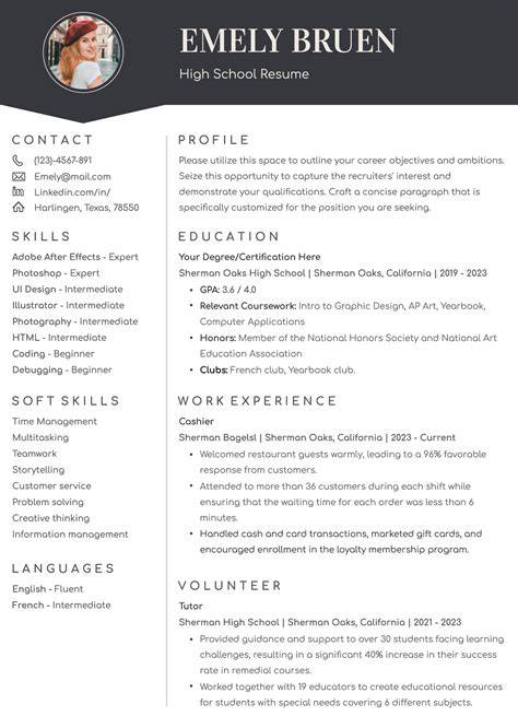 High School Senior Resume Template