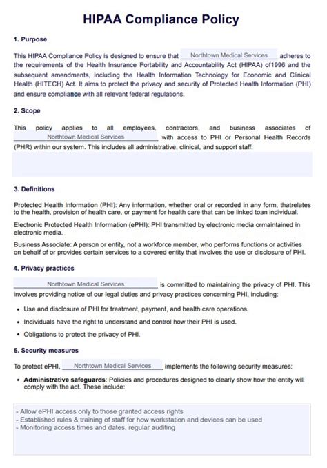 Hipaa Policy Templates