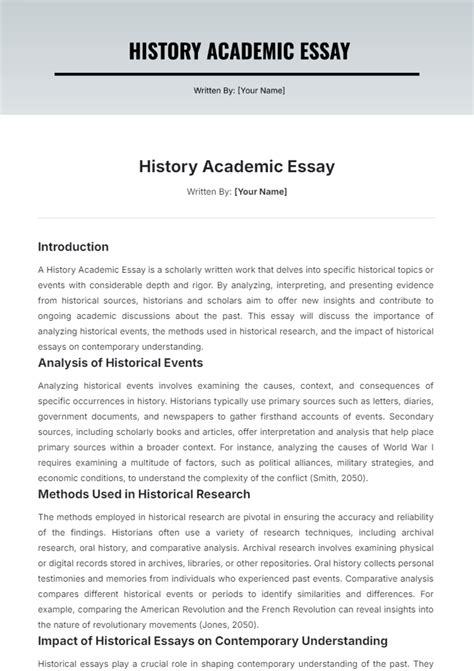 History Essay Template