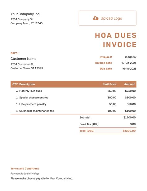 Hoa Invoice Template