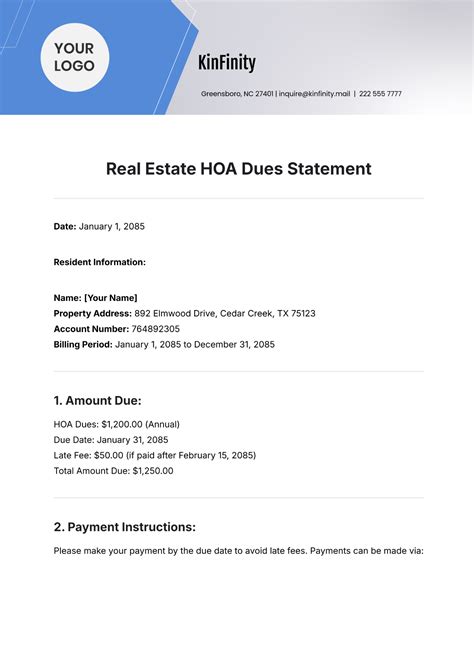 Hoa Statement Template