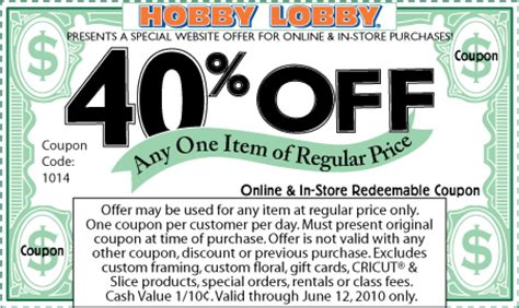 Hobby Lobby Coupons Printable Coupons