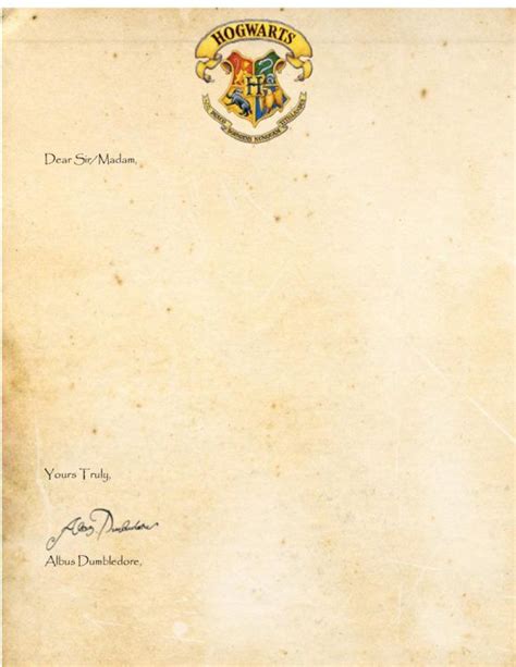 Hogwarts Letter Template