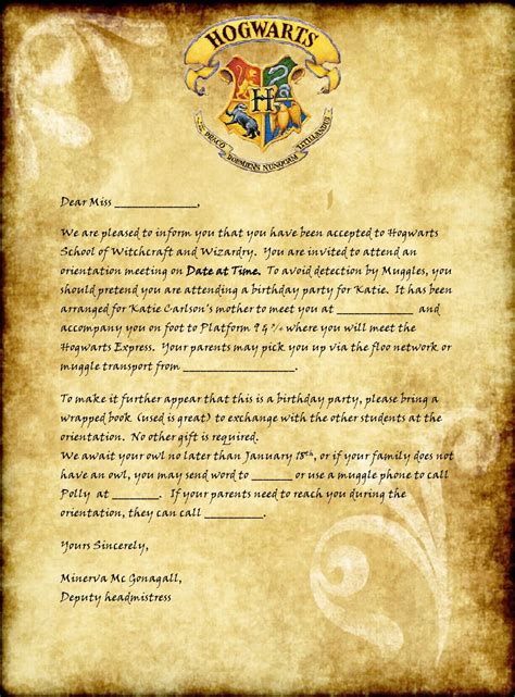 Hogwarts Template Letter