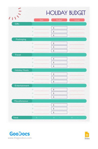 Holiday Budget Template