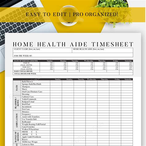 Home Health Aide Timesheet Template
