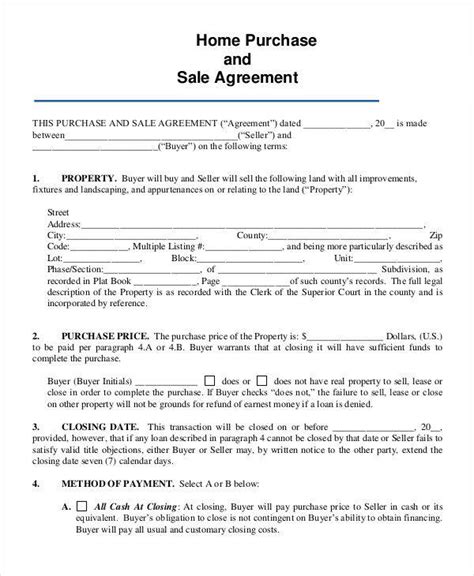 Home Sale Contract Template