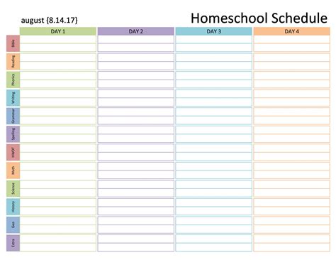 Homeschool Daily Schedule Printable