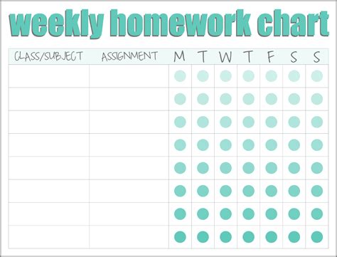 Homework Chart Printable