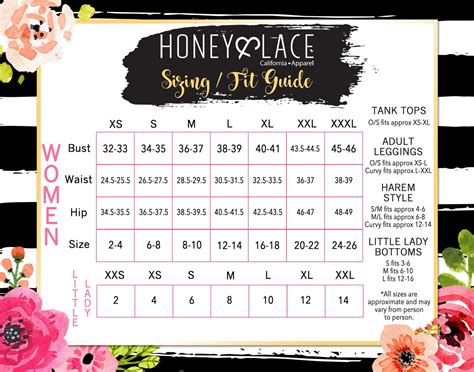 Honey Love Size Chart