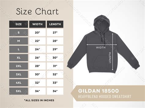 Hoodie Design Size Chart