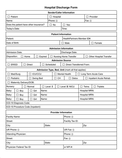 Hospital Discharge Paper Template