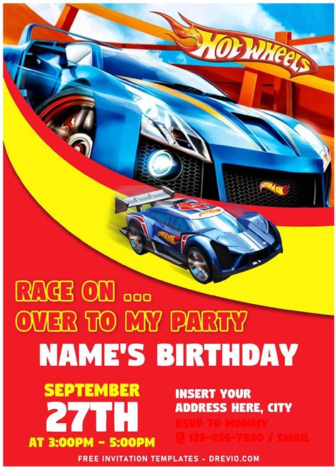 Hot Wheels Free Invitation Template