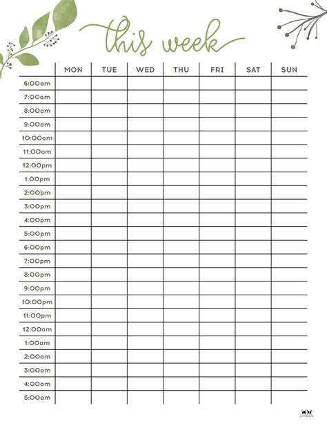 Hour By Hour Planner Template