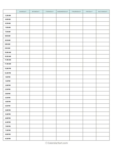 Hourly Planner Template