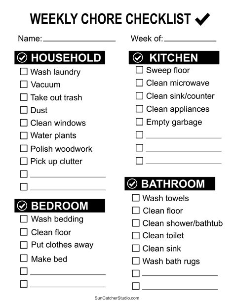 House Chore List Template
