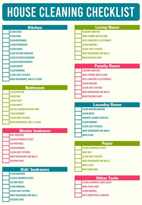 House Cleaning Checklist Printable Free