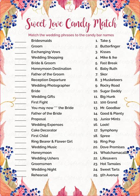 How Sweet It Is Bridal Shower Game Free Printable
