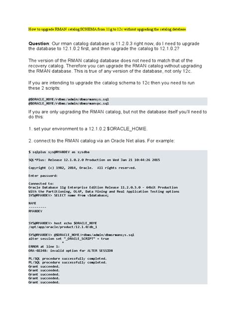 How To Check Progress Of Upgrade Rman Catalog