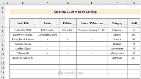 How To Make A Book Catalog In Excel