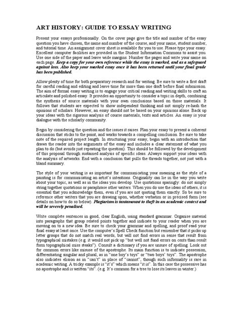 How To Write Art History Catalogue Essay