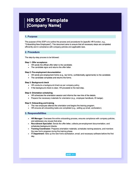 Hr Sop Template