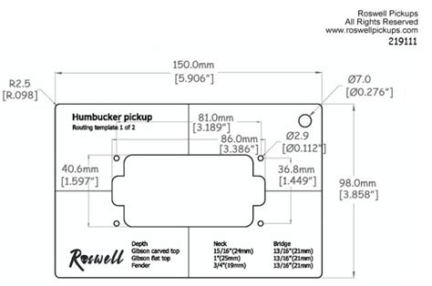 Humbucker Pickup Routing Template
