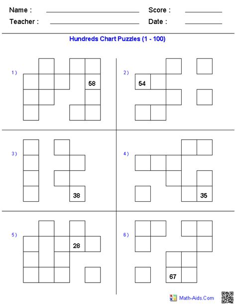 Hundreds Chart Puzzles