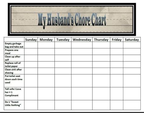 Husband Wife Chore Chart