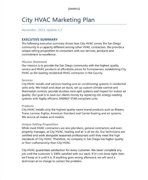Hvac Business Plan Template