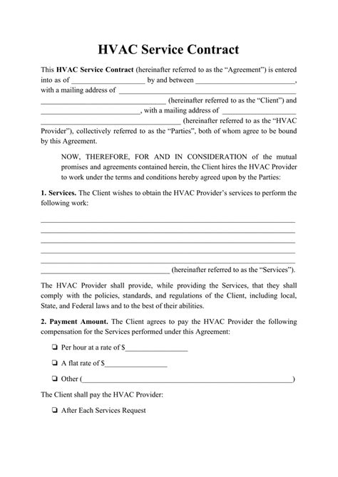 Hvac Service Contract Template