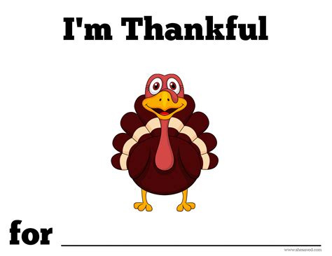 I Am Thankful Turkey Printable