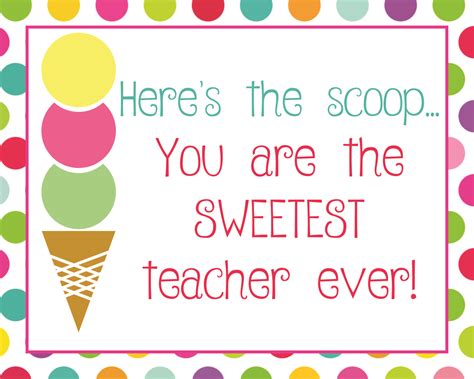 Ice Cream Teacher Appreciation Free Printable